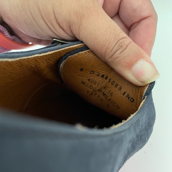 Frye Double Monk Leather Strap Oxford Loafer Size 9D Blue - Picture 10 of 11